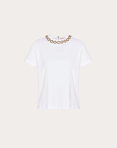Valentino Bead-Trim Crewneck T-Shirt