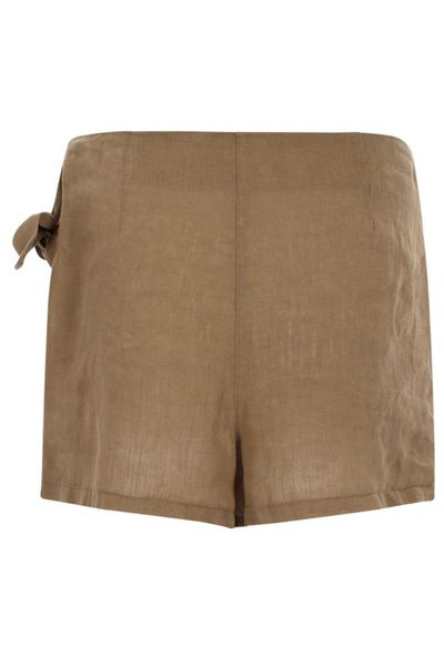 120% Lino Side-Tie Linen Shorts