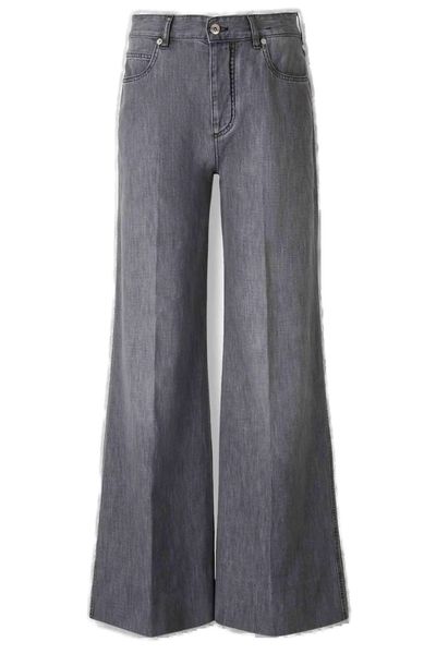 Bottega Veneta Logo Patch Washed Palazzo Denim Jeans