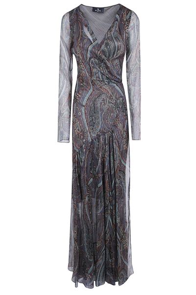 Etro V-Neck Pleated Dress