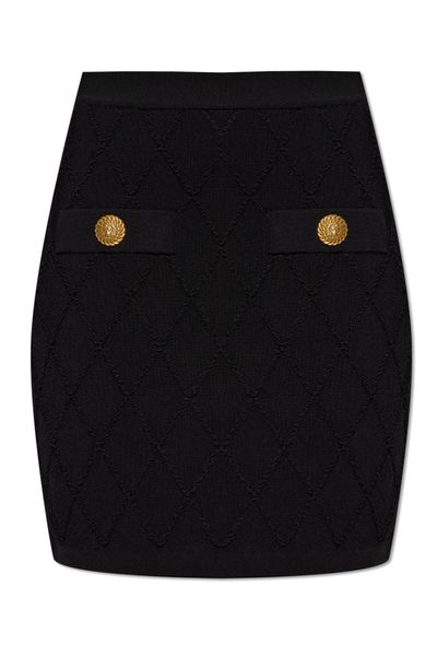 Balmain Quilted Mini Knitted Skirt