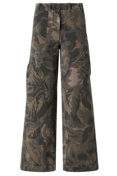 Pinko Camouflage-Print Wide-Leg Cargo Pants
