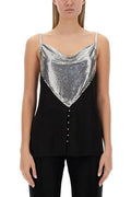 Paco Rabanne Chainmail Panelled Cowl-Neck Top