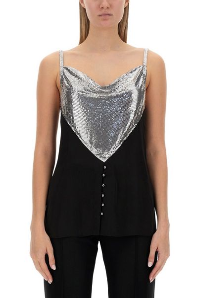 Paco Rabanne Chainmail Panelled Cowl-Neck Top