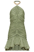 Balmain Ruched Halterneck Mini Dress
