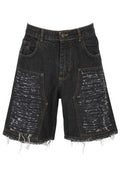Jaws Distressed Denim Shorts
