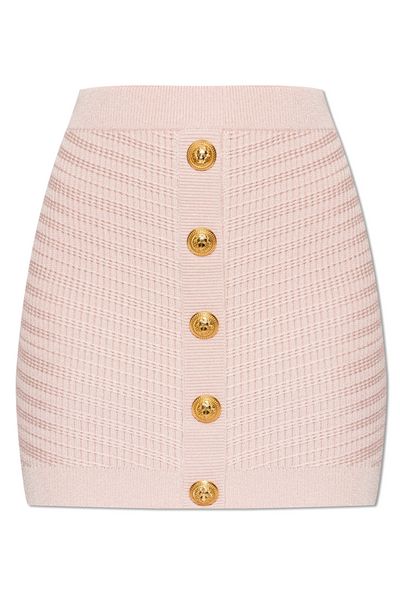 Balmain Logo Button Embellished Mini Skirt