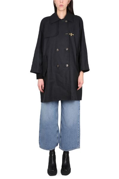 Fay Double-Breasted Straight Hem Boxy Coat