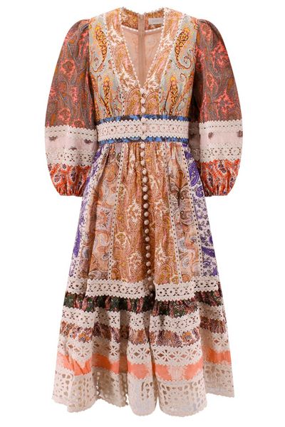 Zimmermann Floral Print V-Neck Midi Dress
