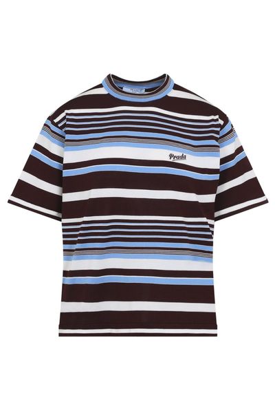 Prada Logo Detailed Short-Sleeved Striped T-Shirt