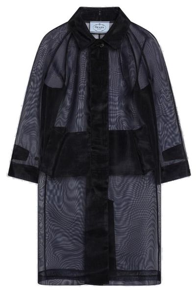Prada Long-Sleeved Single-Breasted Crinoline Coat