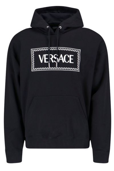 Versace Embroidered-90s Vintage Logo Drawstring Hoodie