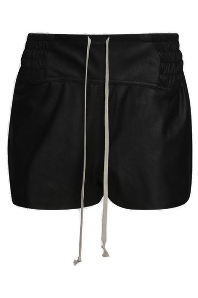 Rick Owens Concordian Drawstring Leather Shorts
