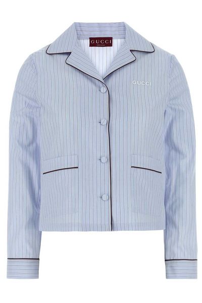 Gucci Logo Embroidered Striped Top