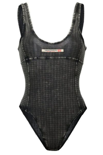 Diesel Phoebe-Dnm Houndstooth Print Bodysuit