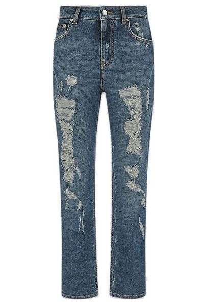 Dolce & Gabbana Distressed Straight Leg Cropped Jeans