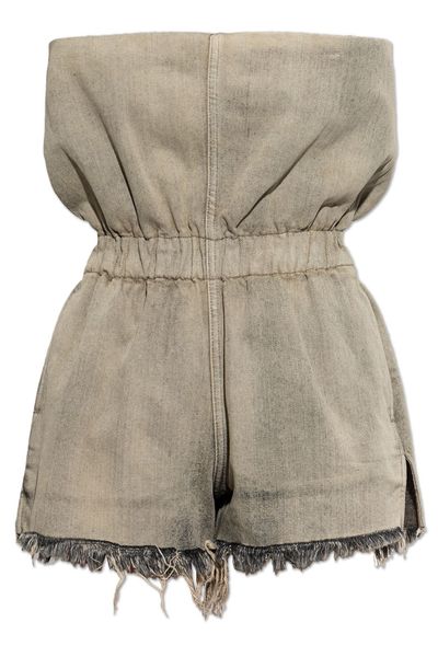 Rick Owens Strapless Frayed-Hem Jumpsuit