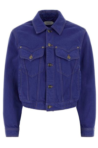 Versace Cropped Non-Stretch Denim Jacket
