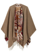 Ferragamo Giada Pattern Fringed Reversible Cape