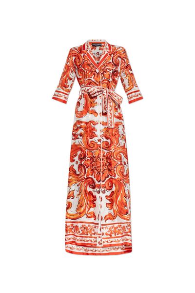 Dolce & Gabbana Majolica Print Long Coat