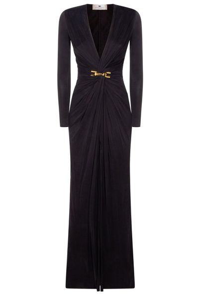 Elisabetta Franchi Plunging V-Neck Red Carpet Dress