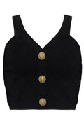 Balmain Buttoned Knit Crop Top