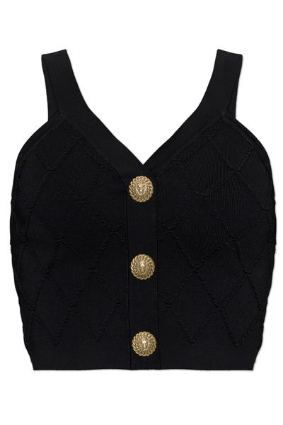 Balmain Buttoned Knit Crop Top
