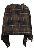 Barbour Montieth Check-Pattern Frayed Edge Poncho