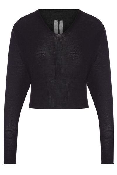 Rick Owens Cropped V-Neck Knitted Jumper