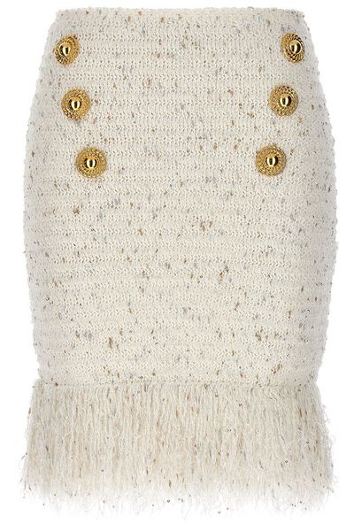 Balmain Tweed Fringed Mini Skirt
