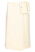 AMI Big Buckle Belted Midi Skirt
