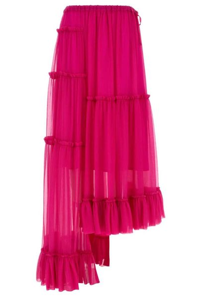 Dries Van Noten Asymmetric Hem Ruffled Skirt