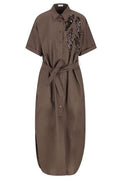 Brunello Cucinelli Dazzling Seabed Embroidery Poplin Dress