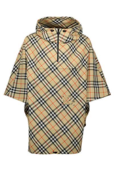 Burberry Checked Hooded Half-Zipped Cape