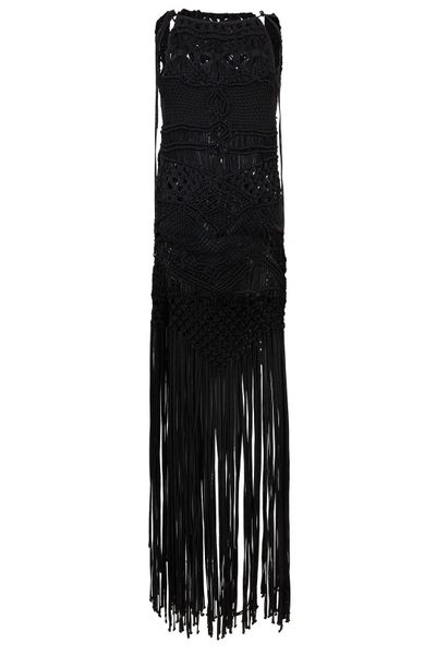 Alberta Ferretti Fringed Crochet Maxi Dress