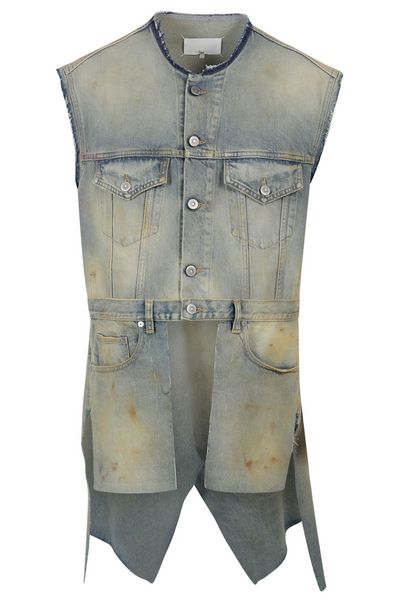 Maison Margiela Faded Effect Asymmetric Denim Gilet