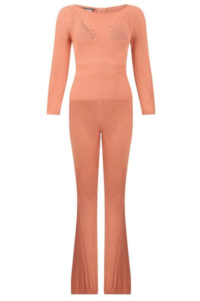 Alberta Ferretti Fitted Long-Sleeve Jumpsuit