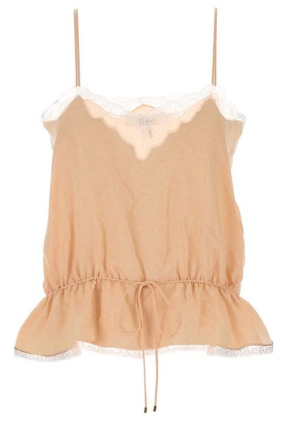 Chloé Lace-Trim Peplum Camisole Top