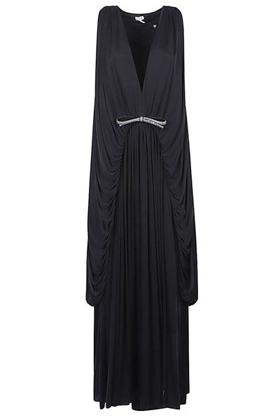 Loewe Draped Embellished Deep V-Neck Dress