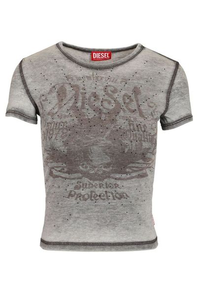 Diesel T-Uncuties-Long-AA3 Embellished T-Shirt