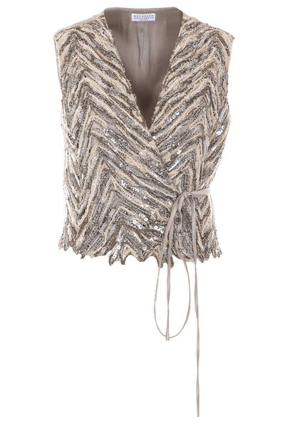 Brunello Cucinelli Sequin-Embellished V-Neck Vest
