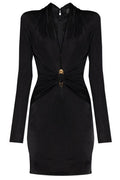 Versace Long-Sleeved V-Neck Mini Dress