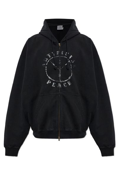 Vetements Printed Zip-Up Hoodie