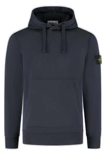 Stone Island Logo Patch Straight Hem Hoodie