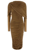 Magda Butrym Draped High-Neck Midi Dress