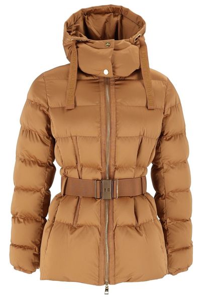 Elisabetta Franchi Hooded Belted Down Jacket