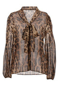 Dolce & Gabbana Leopard Print V-Neck Blouse