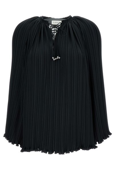 Lanvin Pleated Effect Lace-Up Blouse