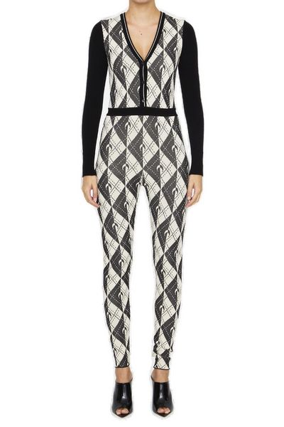 Marine Serre All-Over Royal Moon Carreaux Printed Jumpsuit