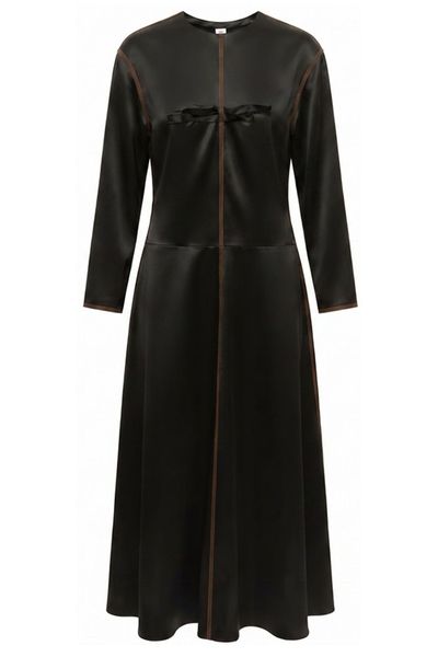 Marni Satin Contrast Stitch Long-Sleeved Dress